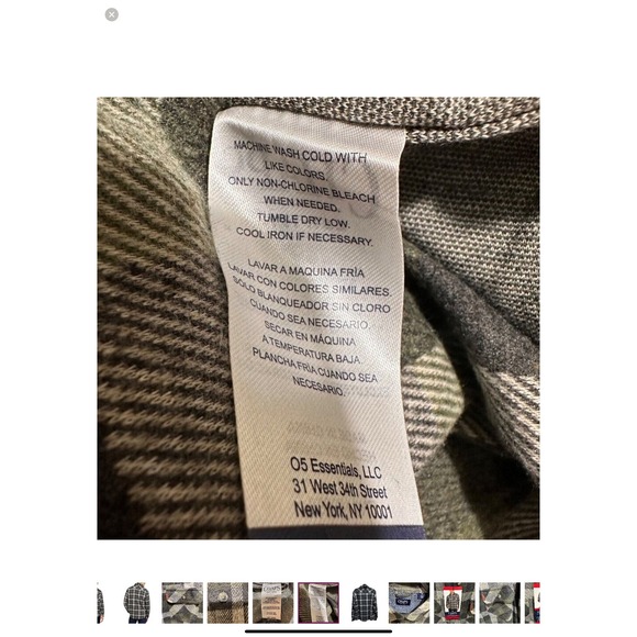 Chaps Knit Flannel Shirt Mens M Green Gray Plaid Long Sleeve Button Up Shacket - Picture 13 of 13